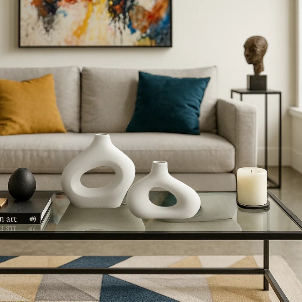 Kit Vaso Minimalista Decorativo Boho Bohochic Rustico Moderno Escritorio Escultura 2pçs