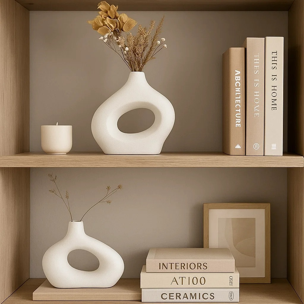 Kit Vaso Minimalista Decorativo Boho Bohochic Rustico Moderno Escritorio Escultura 2pçs