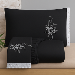 Jogo de Lençol Veneza Cama Queen Com Lese e Bordado 3 Peças para o Dia a Dia Cores