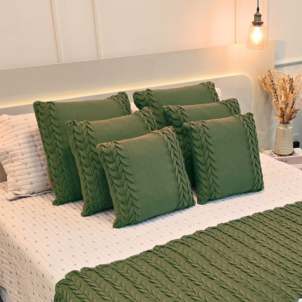 Capa de Almofada Tricot Decorativa Sofá Cama Aconchego Home Decor 45x45cm