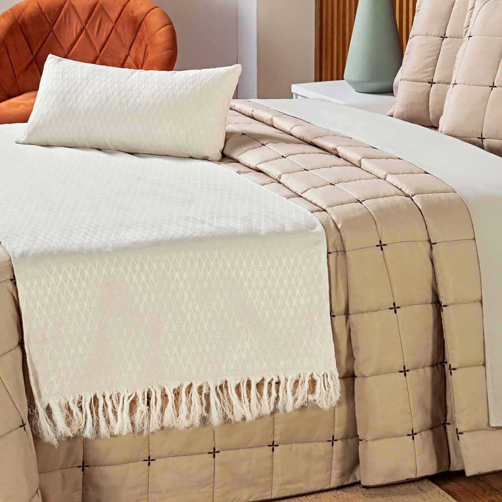 Kit Enxoval 9 peças Completo Cobre Leito e Jogo de Lençol Casal Padrão