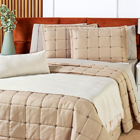 Kit Enxoval 9 peças Completo Cobre Leito e Jogo de Lençol Casal Padrão