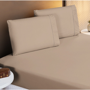 Jogo de Lençol Com 02 e 03 Peças 400 Fios Com Ponto Palito Na Fronha