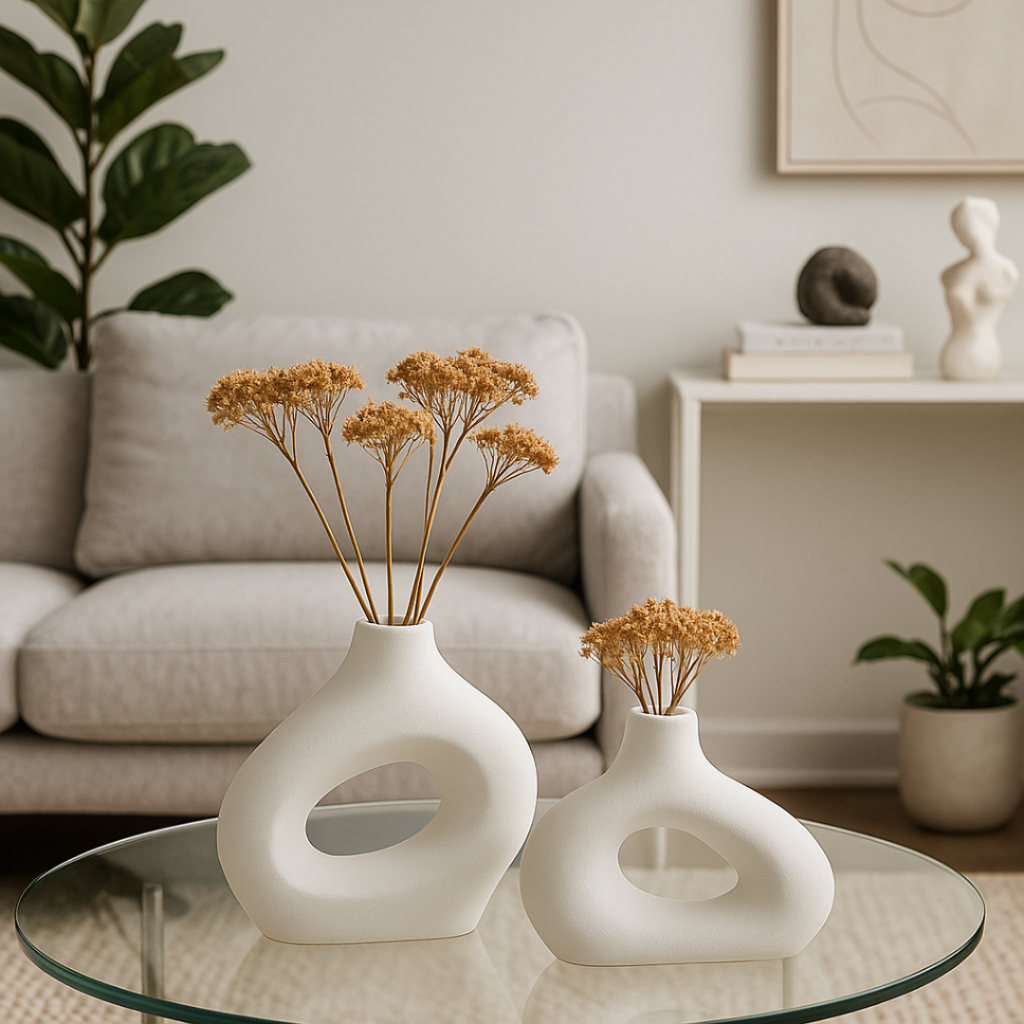 Kit Vaso Minimalista Decorativo Boho Bohochic Rustico Moderno Escritorio Escultura 2pçs