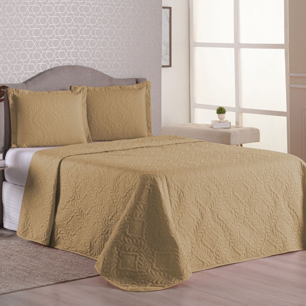Colcha Cobre Leito Para Cama Casal-Queen-Solteiro Luxo - LE