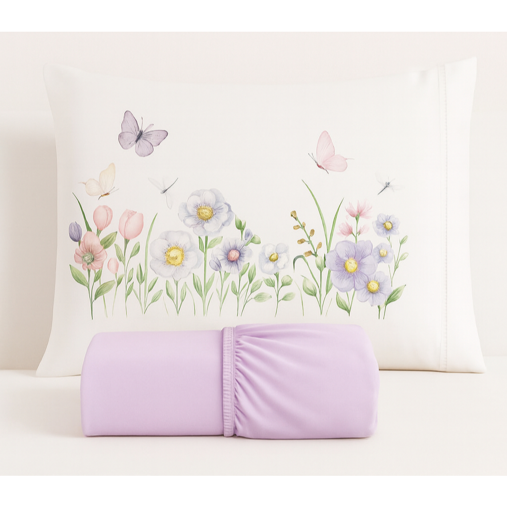 Kit Jogo de Lençol Micropercal 400 Fios Ponto Palito Fronha Estampada