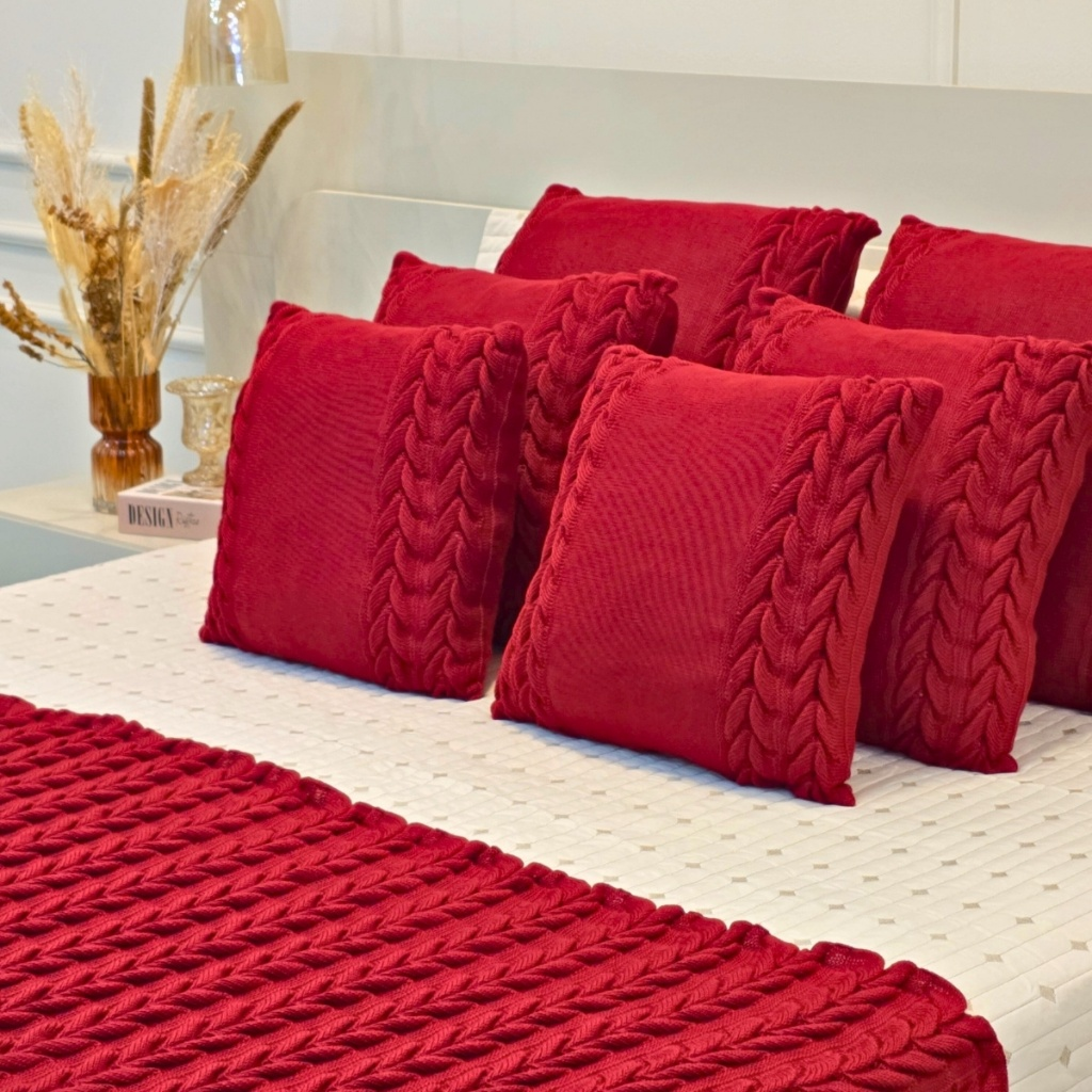 Capa de Almofada Tricot Decorativa Sofá Cama Aconchego Home Decor 45x45cm