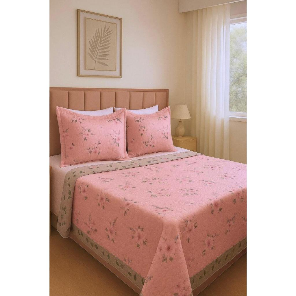 Kit Colcha Cobre Leito Dupla Face 3 Peças Elegance