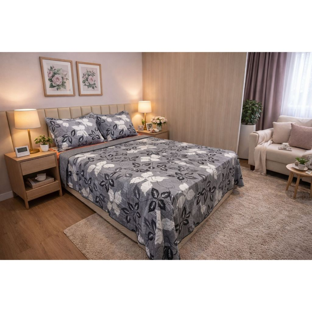 Kit Colcha Cobre Leito Dupla Face 3 Peças Elegance