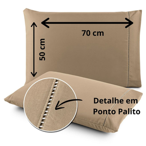 Fronhas em Ponto Palito Kit Com 02 Unidades Tecido Percal 400 Fios - LAURINHA DECOR