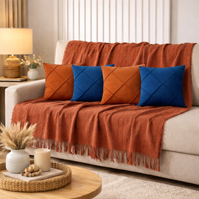 Kit Manta + Capas de Almofada Sued Drapeada Manta Grande 2,40 X 1,70 m Decoração Sala Sofá