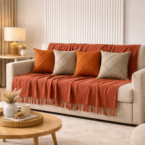 Kit Manta + Capas de Almofada Sued Drapeada Manta Grande 2,40 X 1,70 m Decoração Sala Sofá