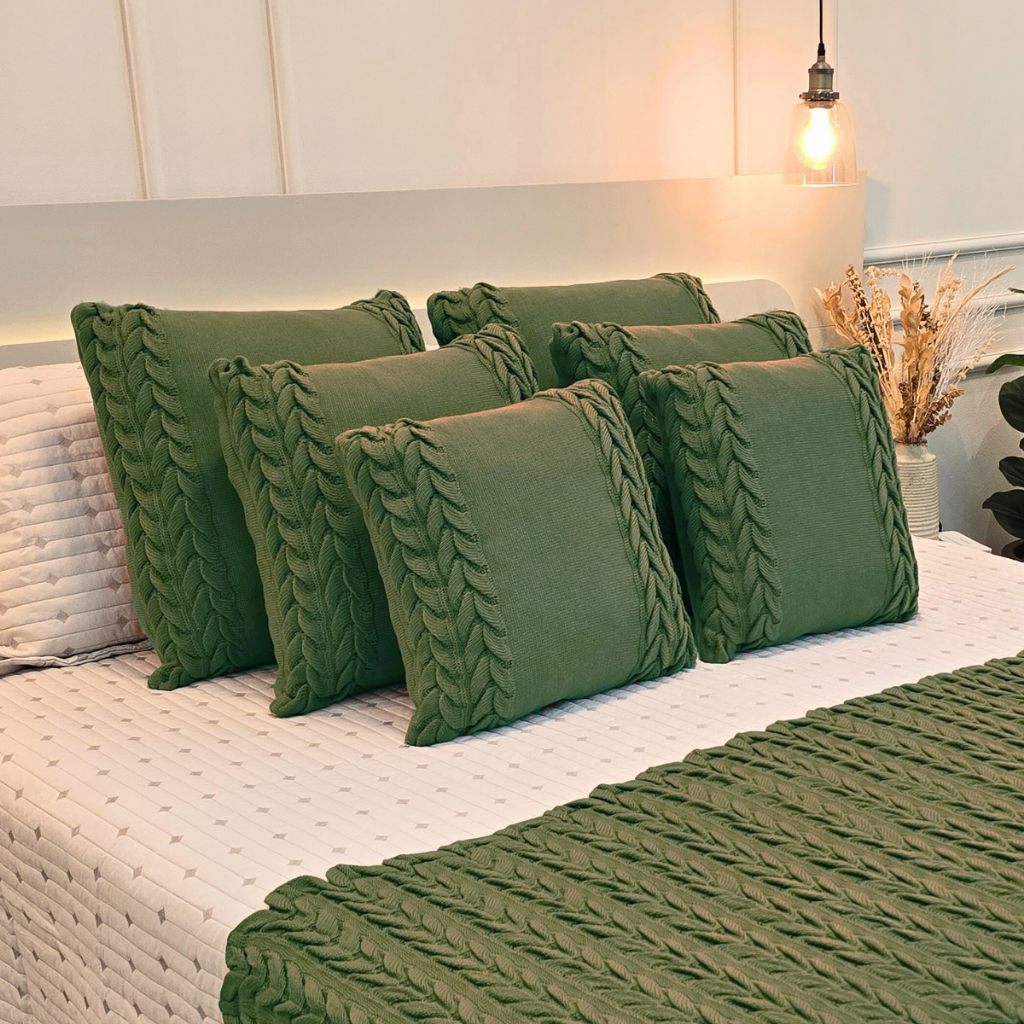 Capa de Almofada Tricot Decorativa Sofá Cama Aconchego Home Decor 45x45cm