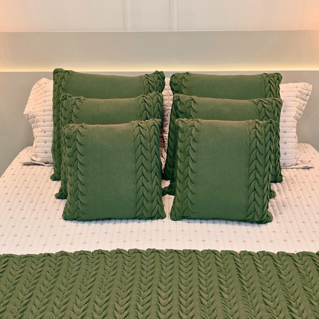 Capa de Almofada Tricot Decorativa Sofá Cama Aconchego Home Decor 45x45cm