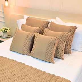 Capa de Almofada Tricot Decorativa Sofá Cama Aconchego Home Decor 45x45cm