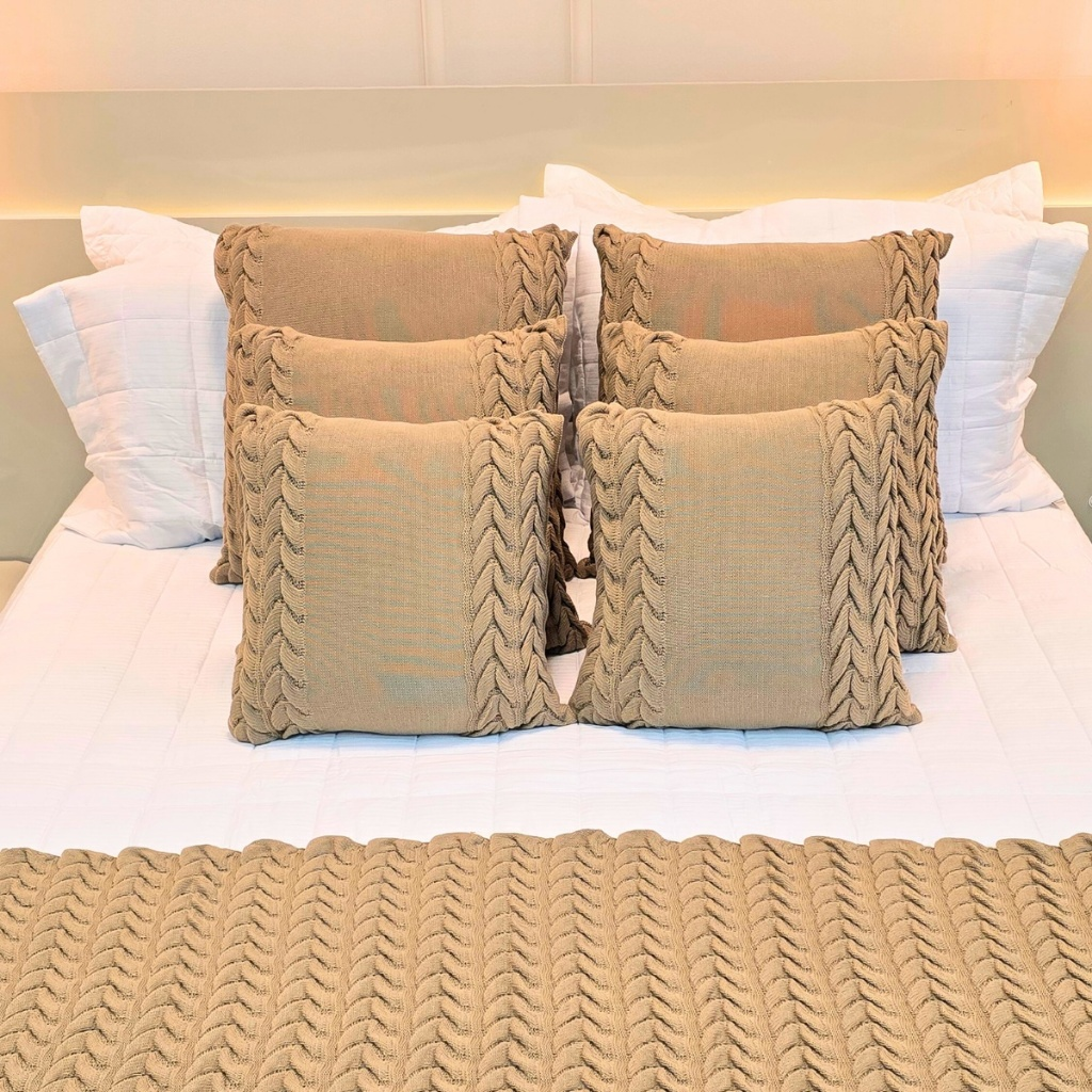 Capa de Almofada Tricot Decorativa Sofá Cama Aconchego Home Decor 45x45cm