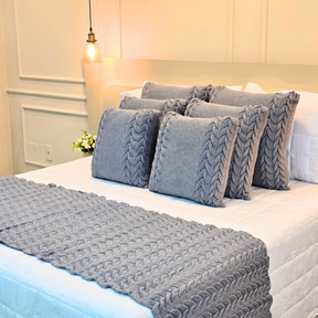 Capa de Almofada Tricot Decorativa Sofá Cama Aconchego Home Decor 45x45cm