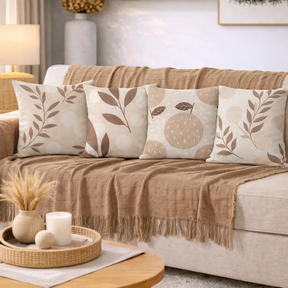 Kit Manta Decorativa P + 4 Capas de Almofadas Estampa Digital para Sala