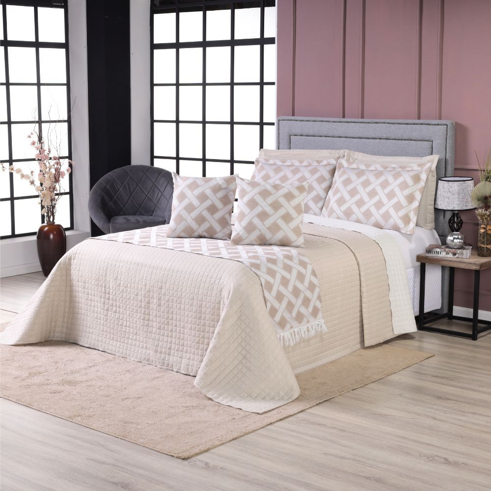 Kit Cobre Leito Casal Padrão 6 Peças Thaeme Franja Sem Enchimentos 2,50mx2,50m