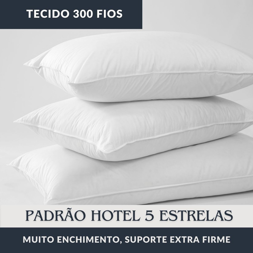 Kit 2 Travesseiro Extra Firme Hotel Collection Padrão Hotel Antialérgico Fibra Siliconada Premium