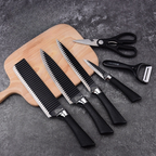 Kit 6 Peças Conjunto de Faca Carne Cutelo Legumes Aço Carbono Descascador Tesoura Profissional