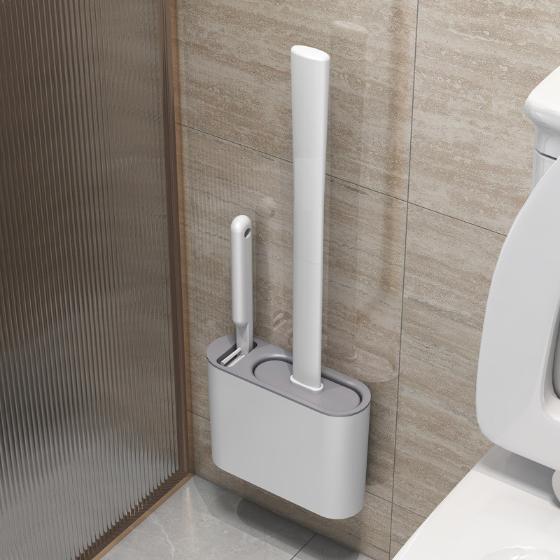 2 em 1 Escova de Silicone para Vaso Sanitário - Base de Banheiro Privada, Alta Eficiência